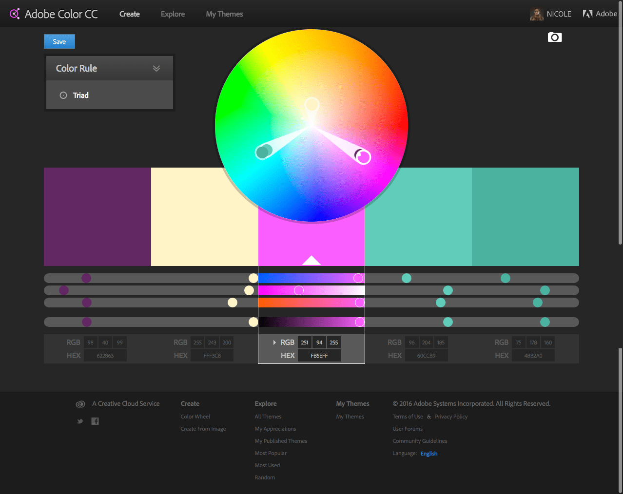 Screenshot adobe color tool