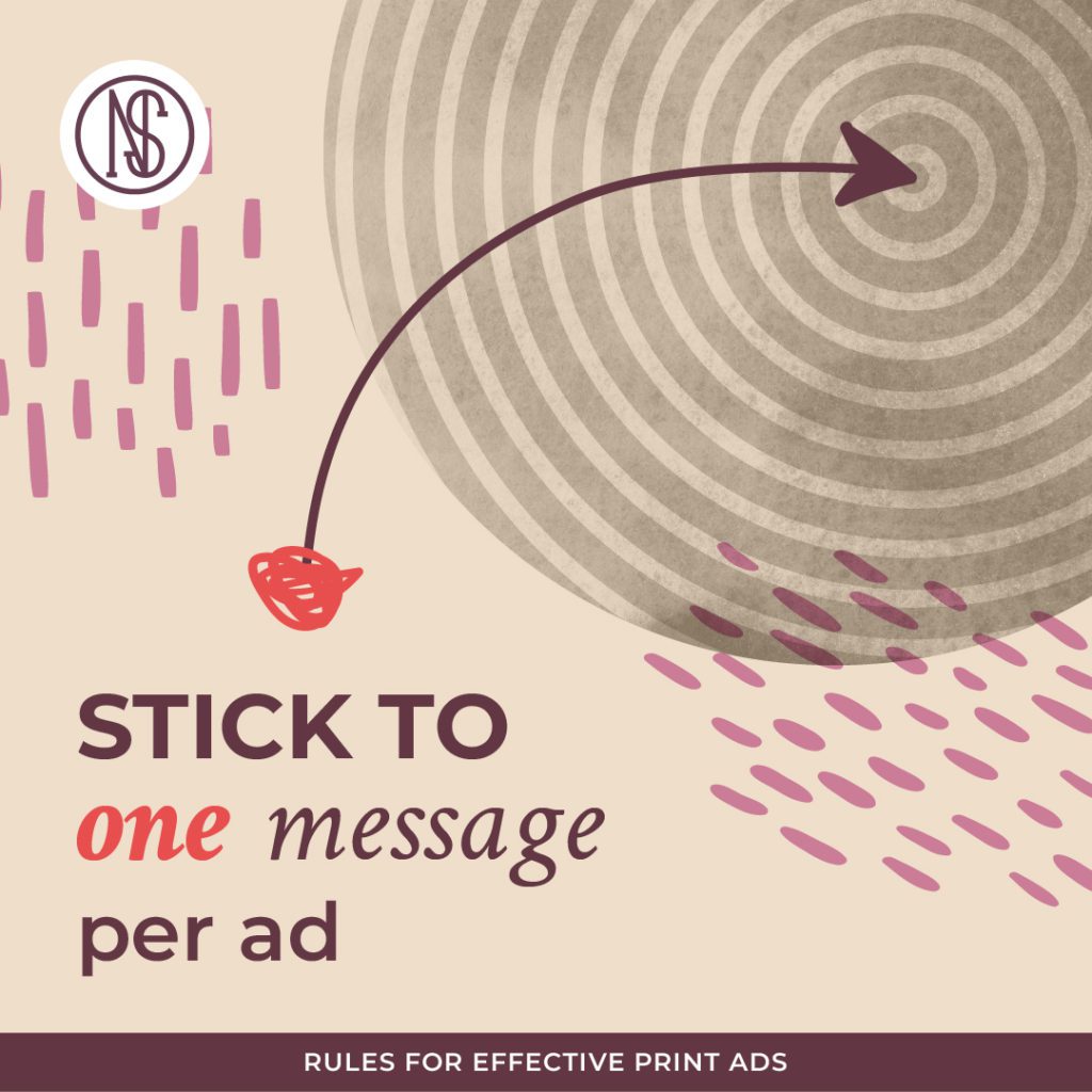 Stick to one message in a print ad