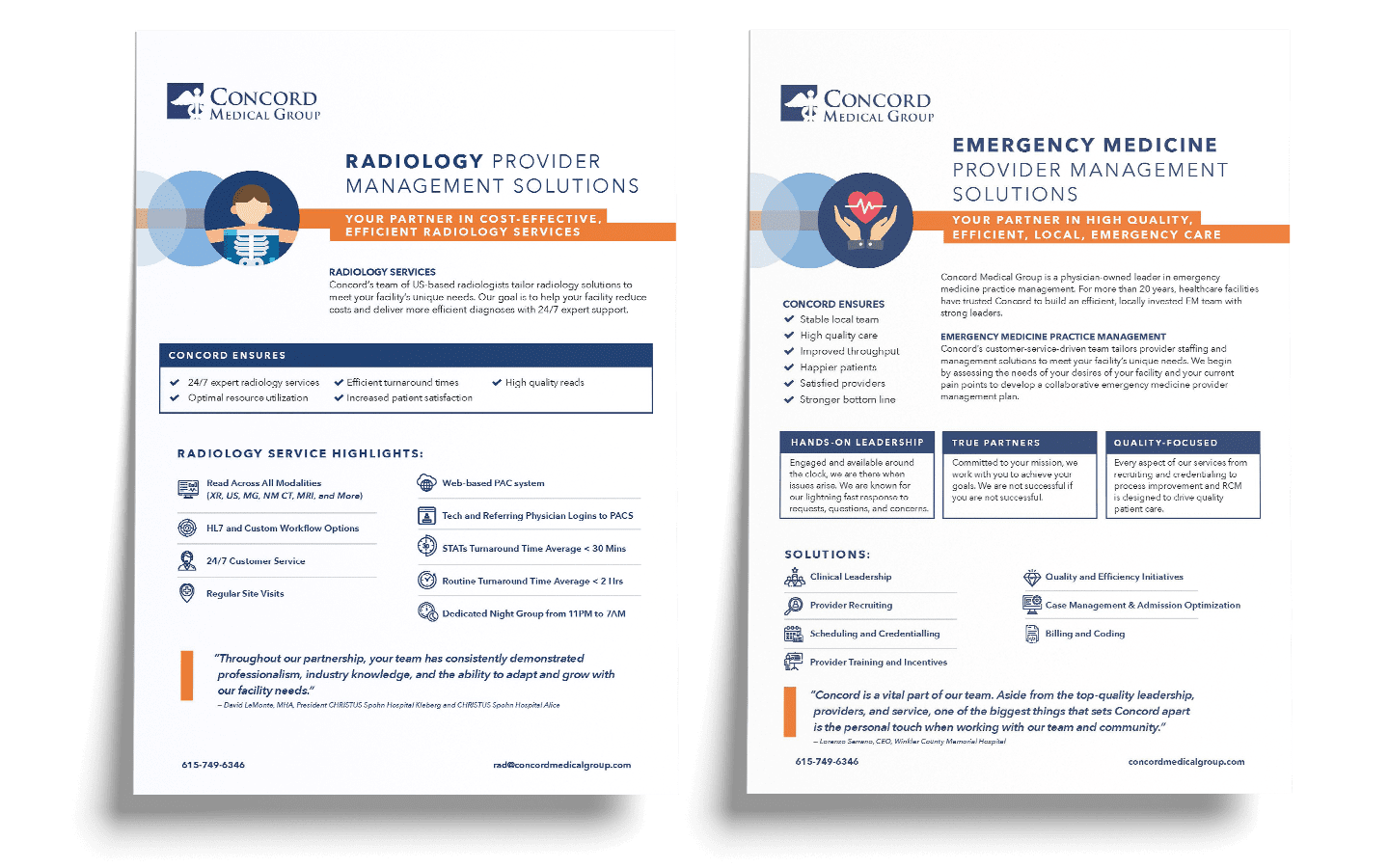 one pager design for Concord Medical Group