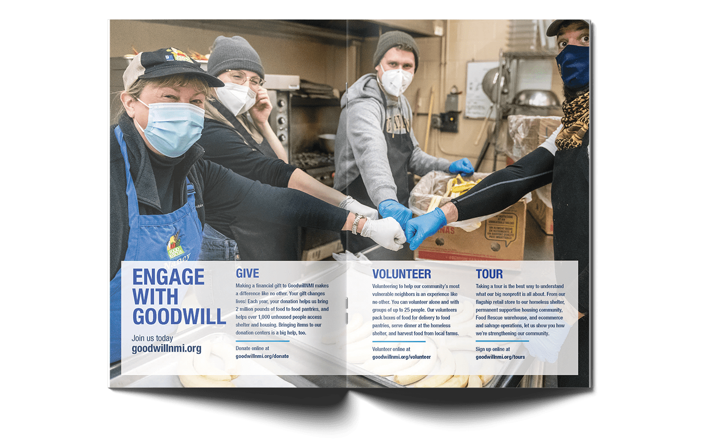 Engagement and call to action spread from the annual report