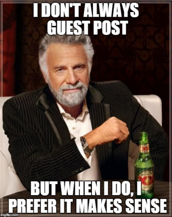 old dashing man meme about guest posting