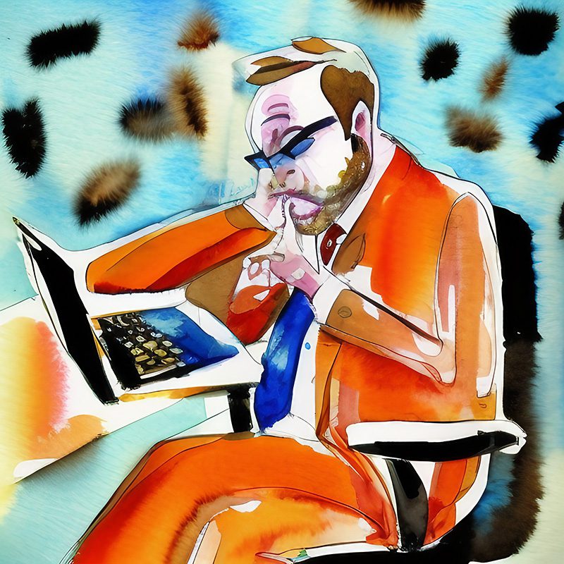 Man in orange suit at computer for user testing article
