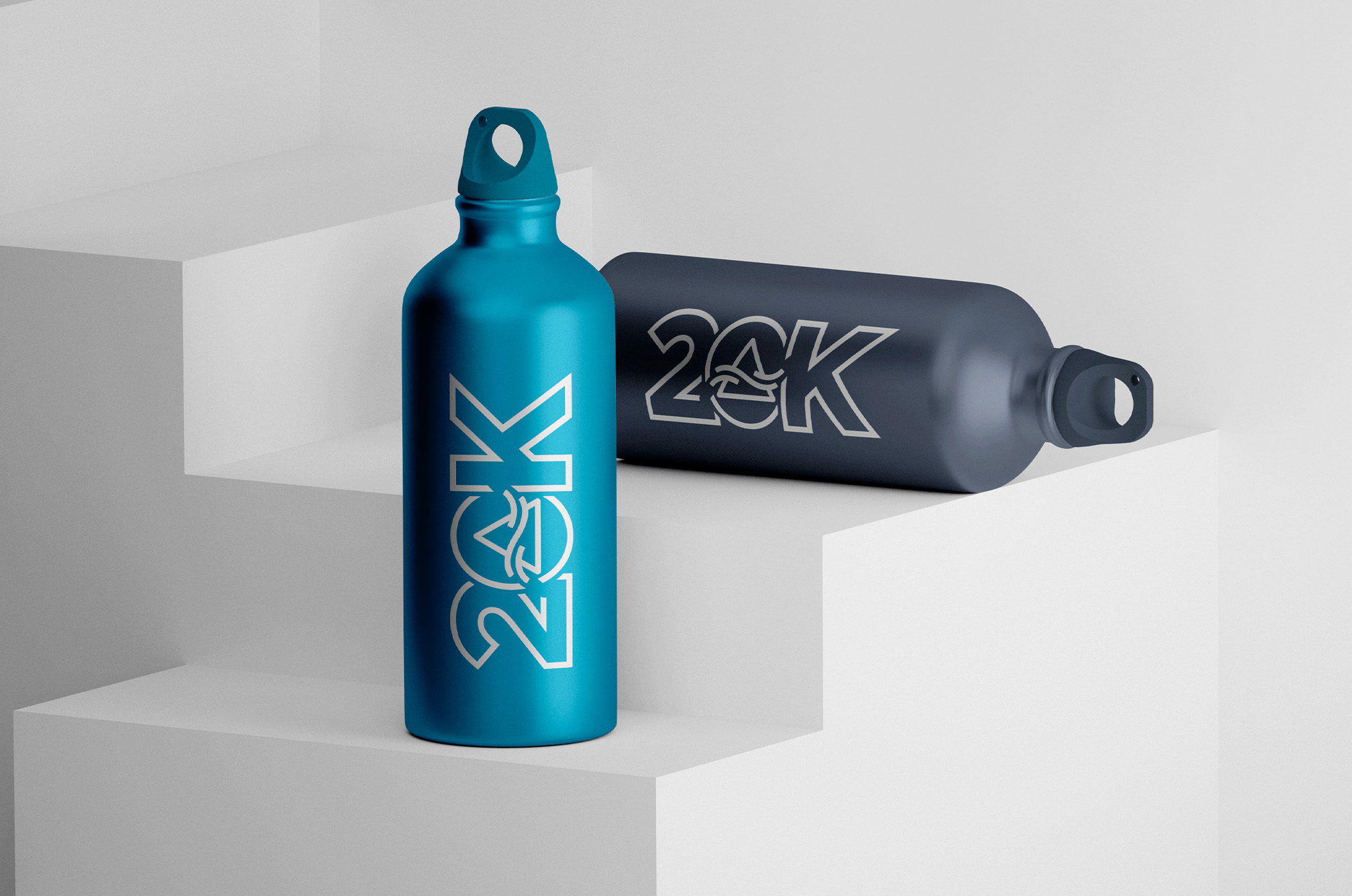 logo design applied to water bottle