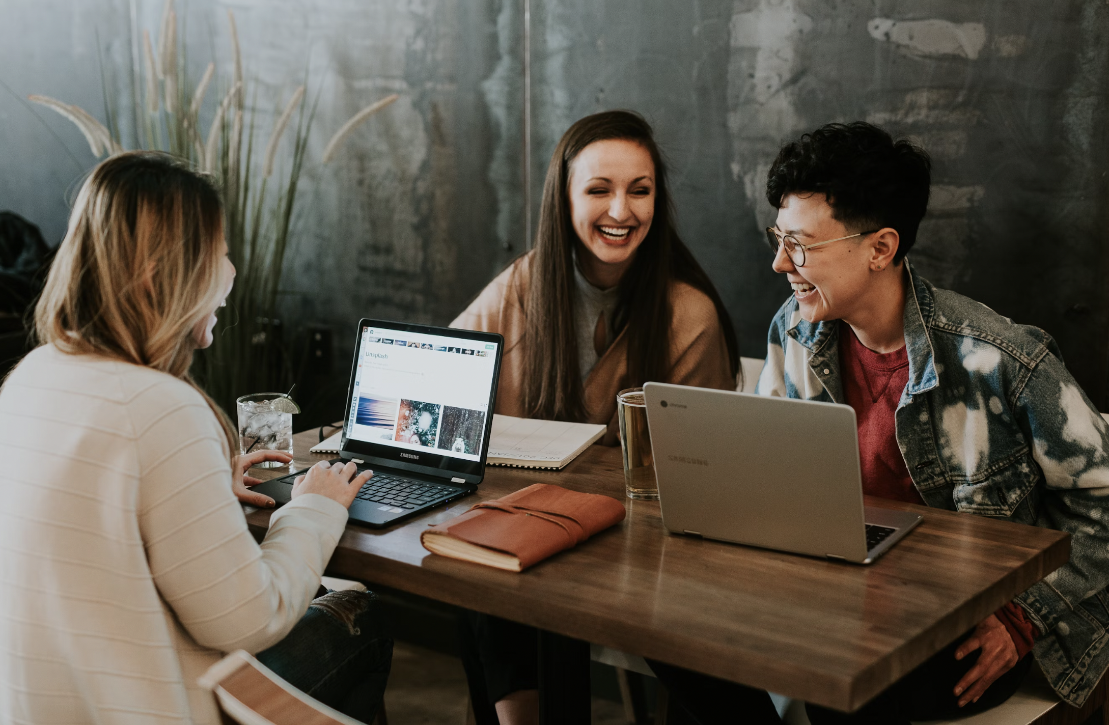 a group of employees happy at the workplace