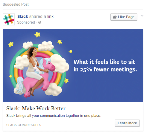 a sample facebook ad from Slack