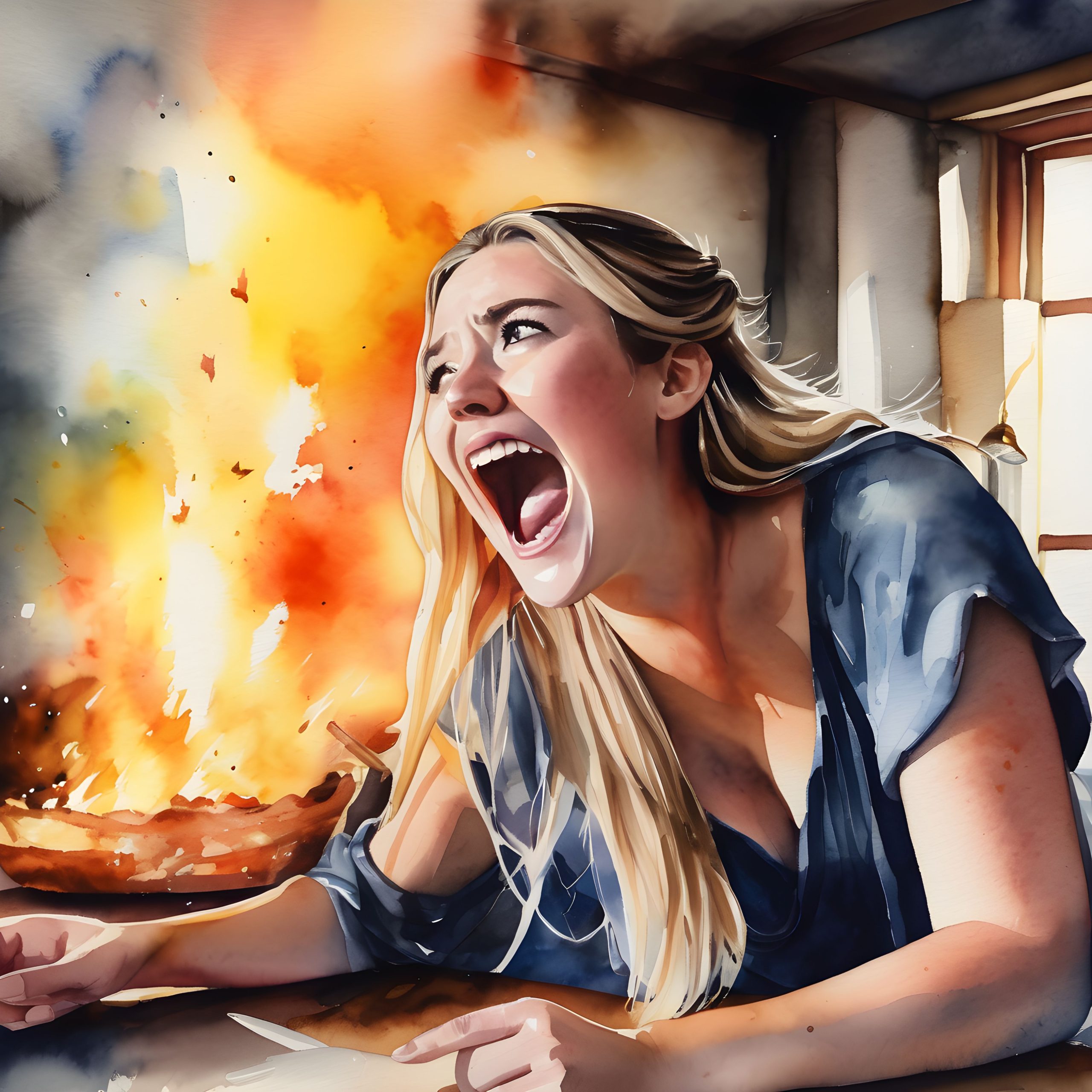 Fix Customer Churn – Why Customers Leave and How to Win Them Back1 ai watercolor painting of a lady's wild reaction to the ending of game of thrones
