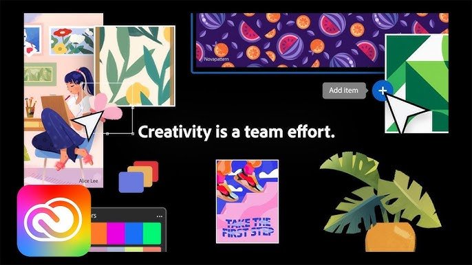 series of colorful paintings and assets for teams featuring adobe creative cloud libraries