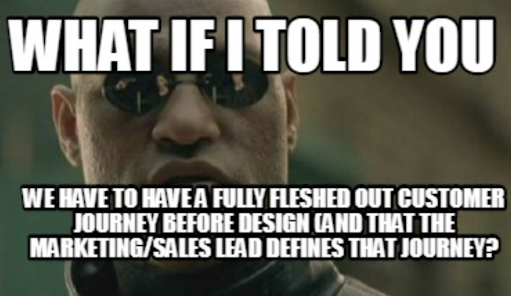 Matrix meme with Morpheus looking serious.