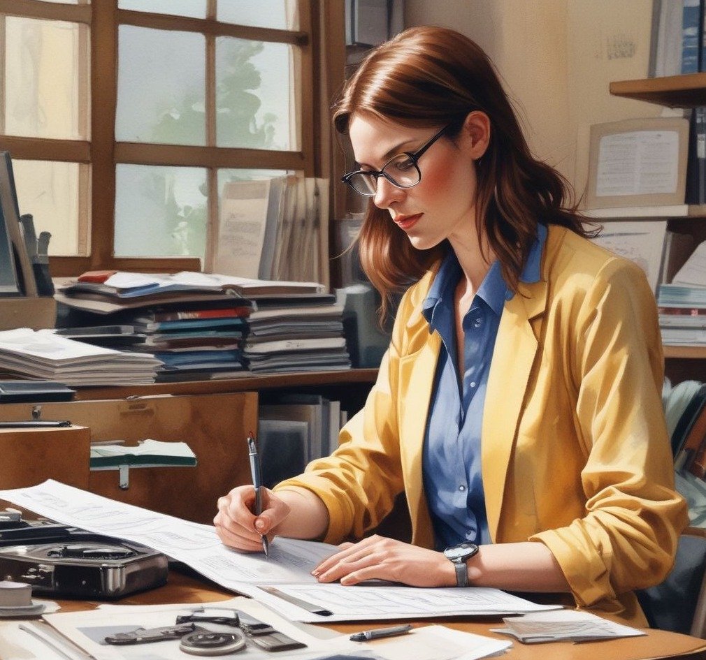 How to Audit Your Client Journey — A Step-by-Step Guide for Service Teams ai watercolor painting of a marketer on her desk auditing client journey